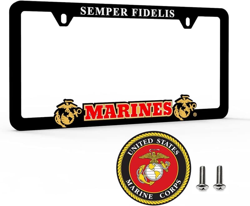 USMC Car License Plate Frame - Weatherproof ABS Plastic