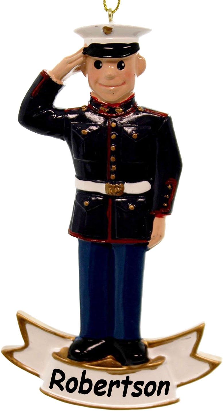 USMC Christmas Ornament with Custom Name - Officially Licensed Decoration