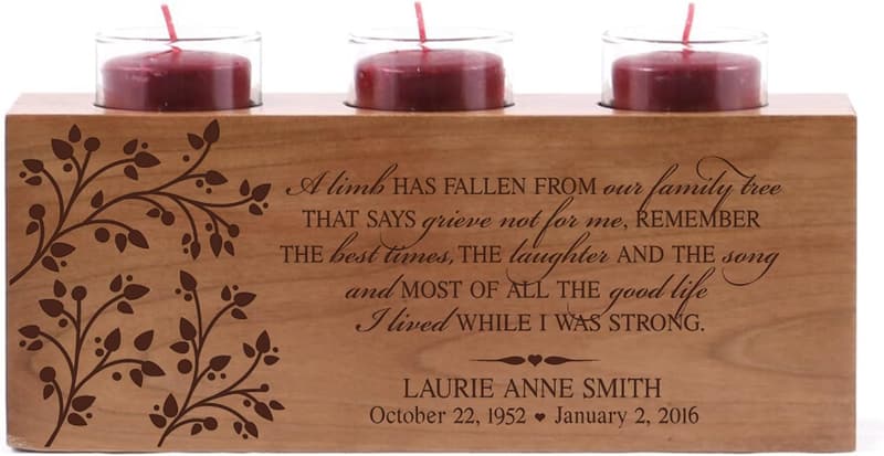 Memorial Sympathy Candle Holder - Personalized Wooden Tealight Gift