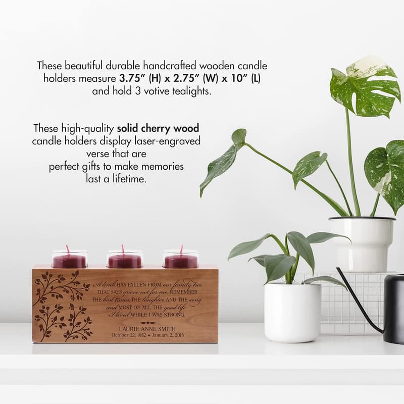 Memorial Sympathy Candle Holder - Personalized Wooden Tealight Gift