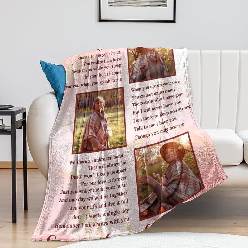 Memorial Blanket with Custom Photos | In Memory of Loved One
