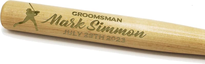 Engraved Mini 18'' Wood Baseball Bat - Custom Groomsmen Gift