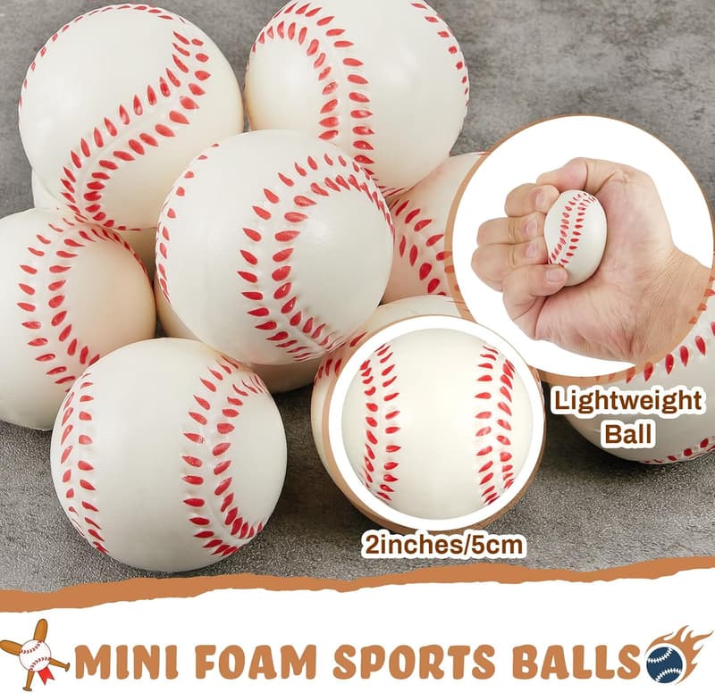 Mini Baseball Bats & Foam Balls - 24 Pcs Sports Party Favors