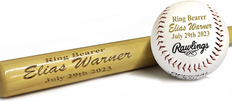 Custom Engraved Mini Baseball Bat & Ball Set - Groomsmen Gift