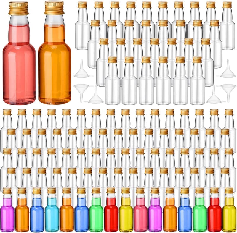 Miniature Gold Liquor Bottles (2 oz, 120 Pack) for Parties & Weddings
