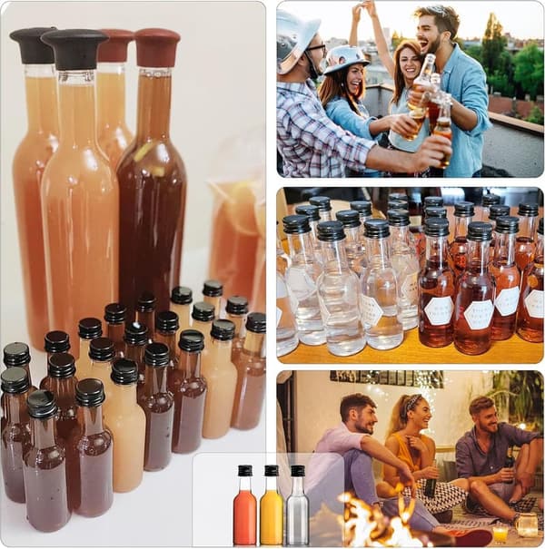 120-Pack Miniature Plastic Liquor Bottles for Parties and Weddings