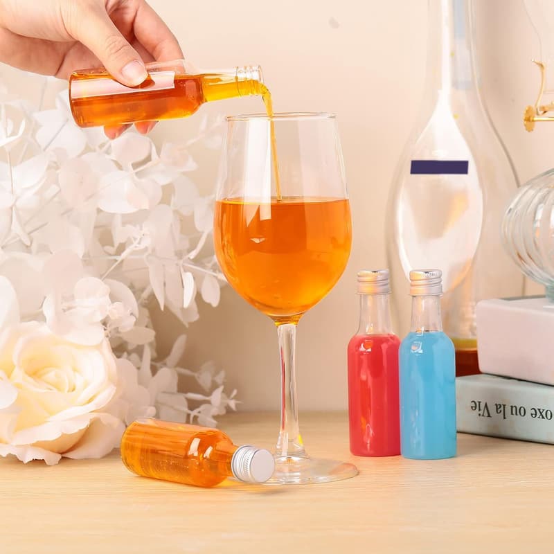 Party Mini Liquor Bottles Set with Caps, Funnels & Tags
