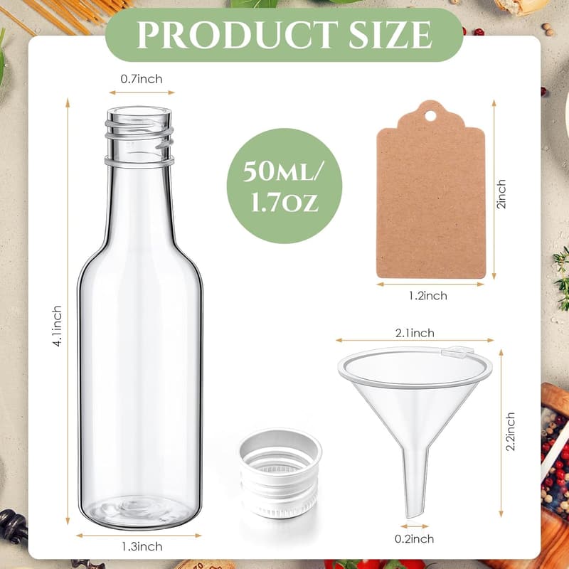 Party Mini Liquor Bottles Set with Caps, Funnels & Tags