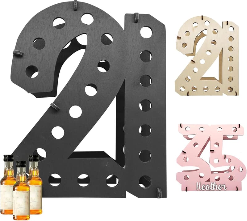 21st Birthday Mini Liquor Bottle Display Shelf - 3 Colors