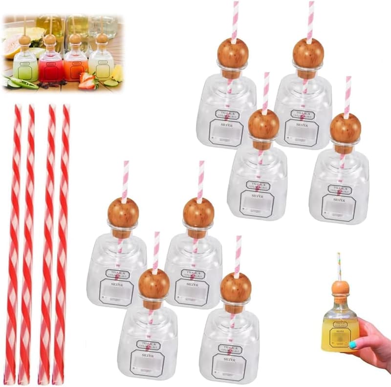 Clear Acrylic Mini Liquor Bottles for Wedding Party Favors (8pcs)