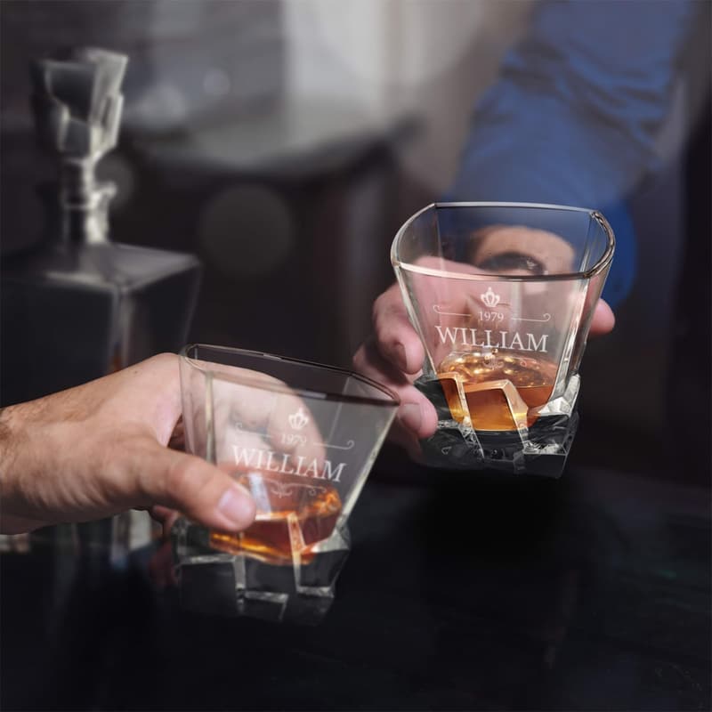 Vintage Personalized Whiskey Decanter Set with 6 Glasses for Him