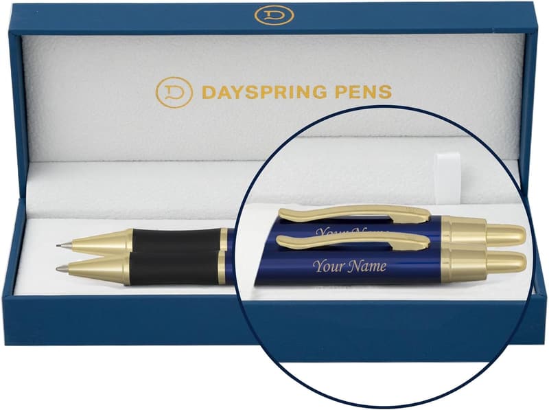 Personalized Monroe Blue Ballpoint Pen & Pencil Set for Graduation