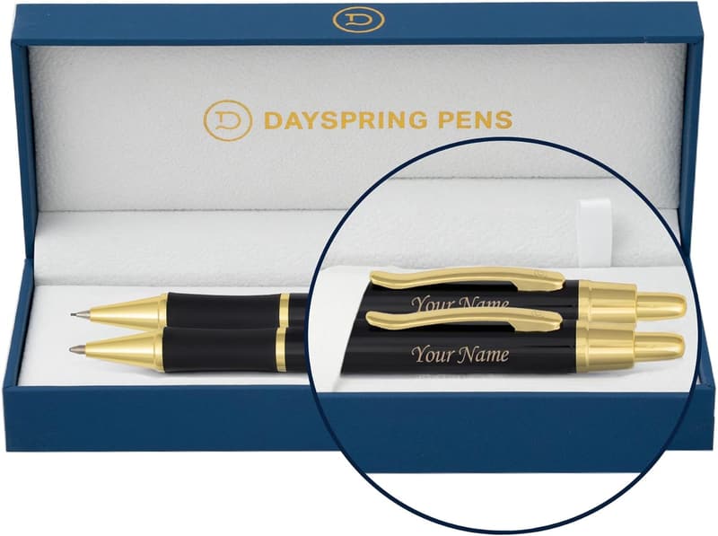 Personalized Black Lacquer Pen & Pencil Set Gift