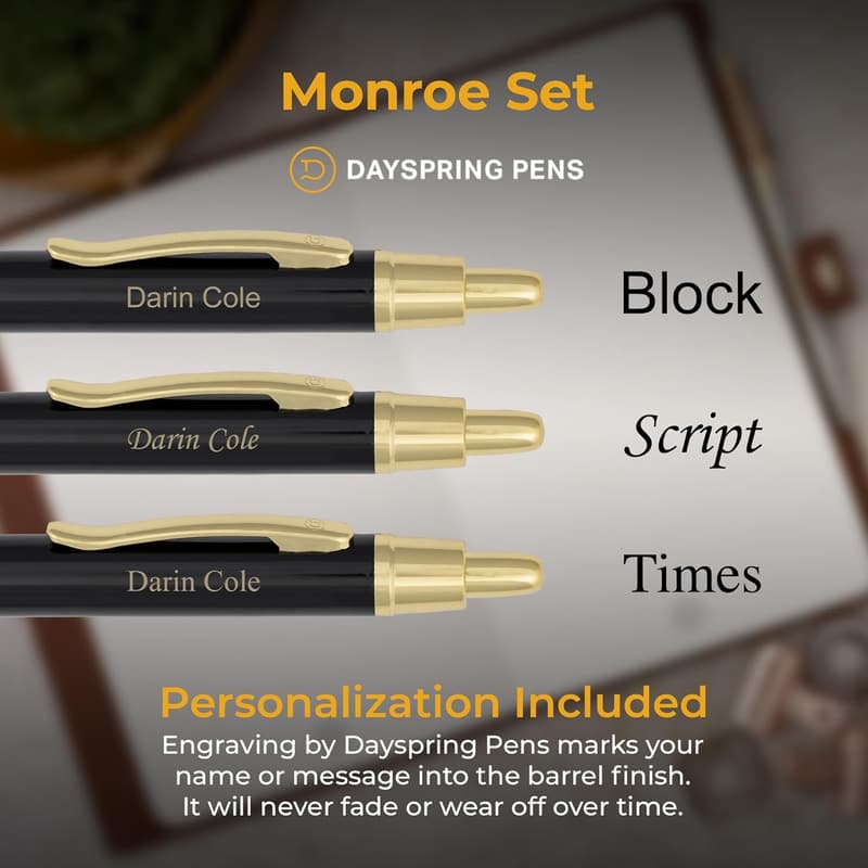 Personalized Black Lacquer Pen & Pencil Set Gift
