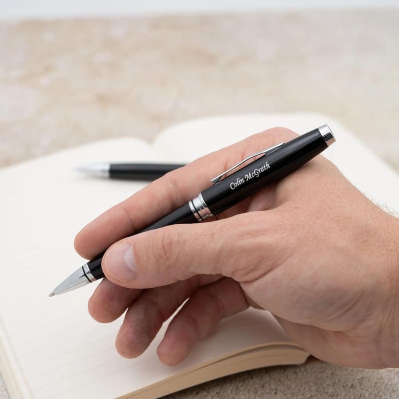 Personalized Engraved Cross Pen Set in Black Lacquer