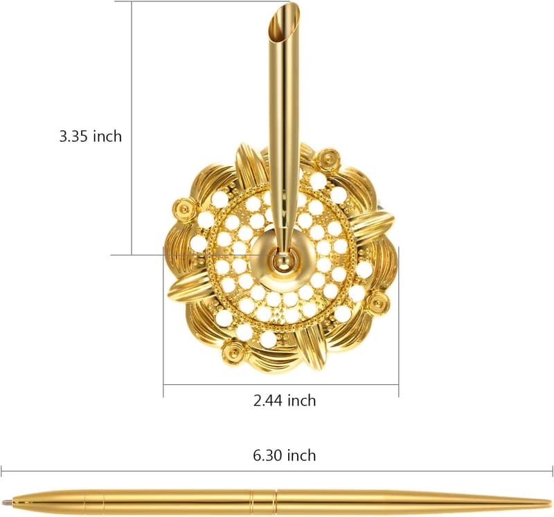 Gold Hollow Round Pen Holder Set for Wedding Guests