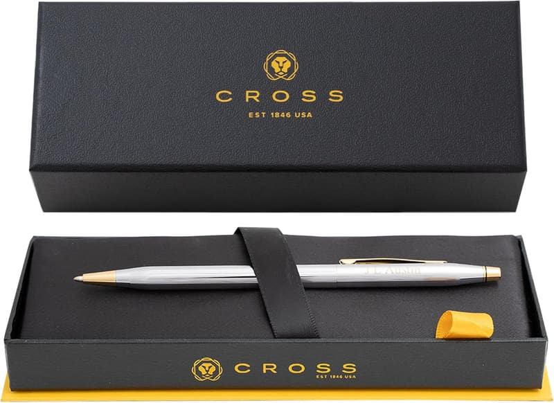 Engraved Cross Classic Ballpoint Pen with Gold Trim