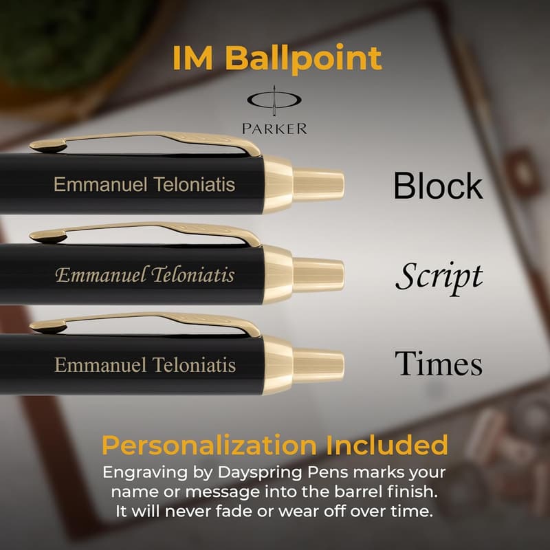Personalized Engraved Parker IM Black & Gold Ballpoint Pen