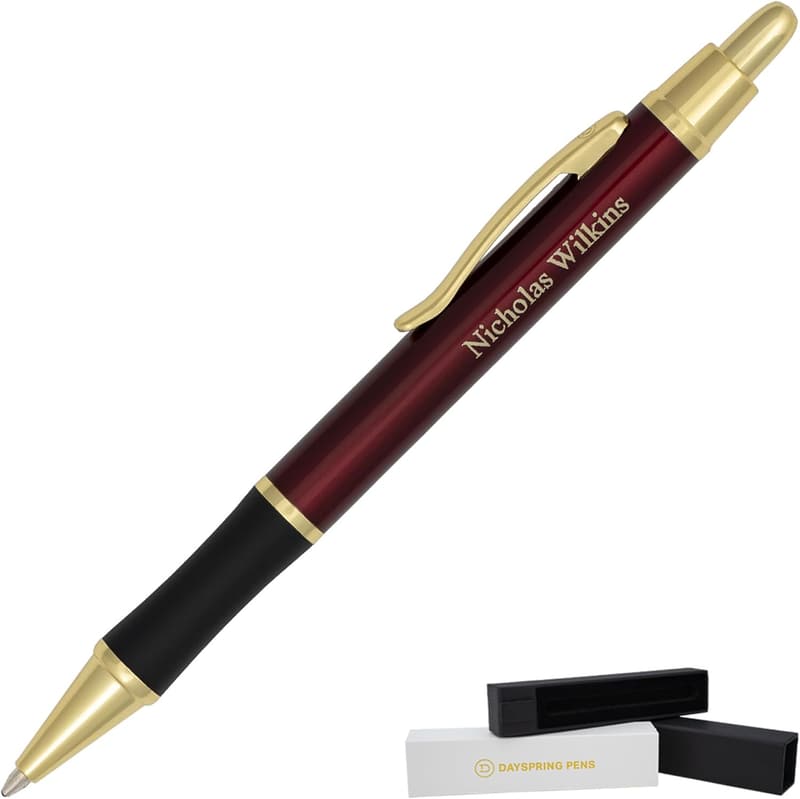 Personalized Red Ballpoint Pen with 18k Gold Accents