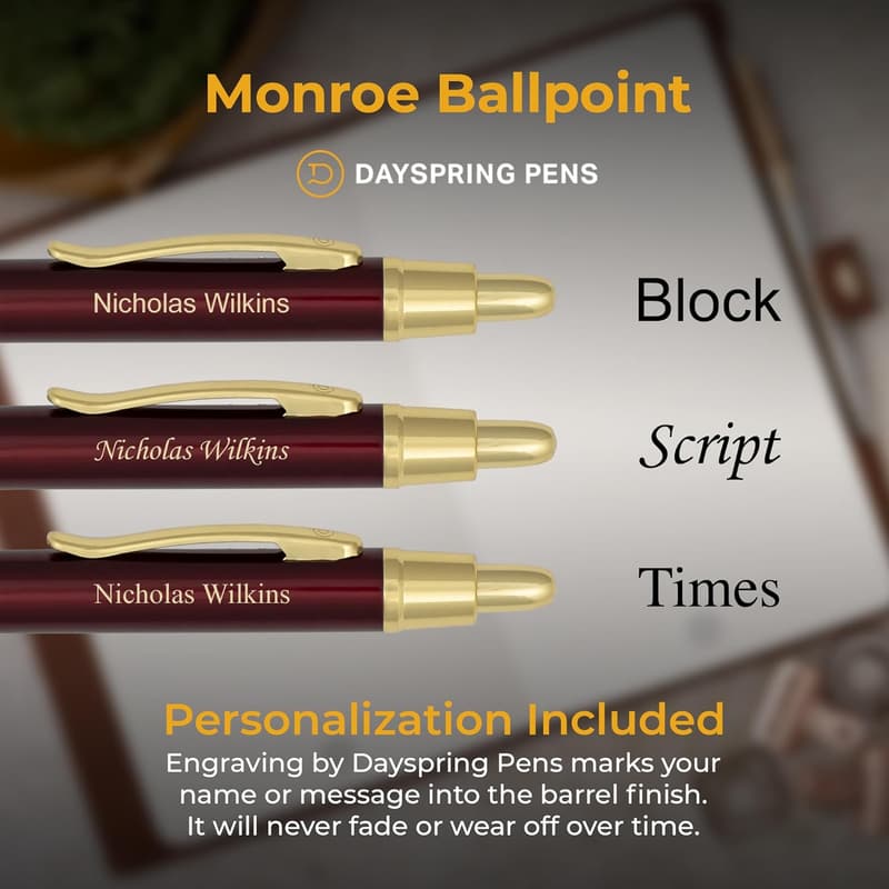 Personalized Red Ballpoint Pen with 18k Gold Accents