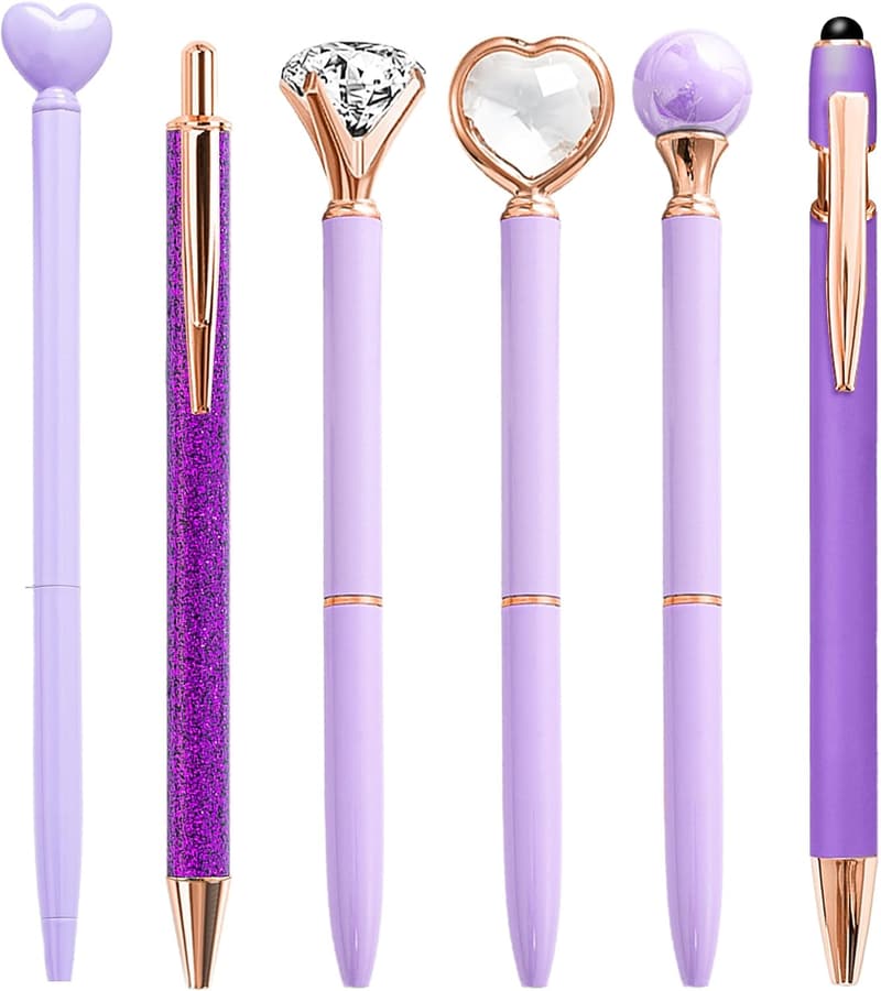 Personalized Purple Ballpoint Pens Set for Women - 6-Pack
