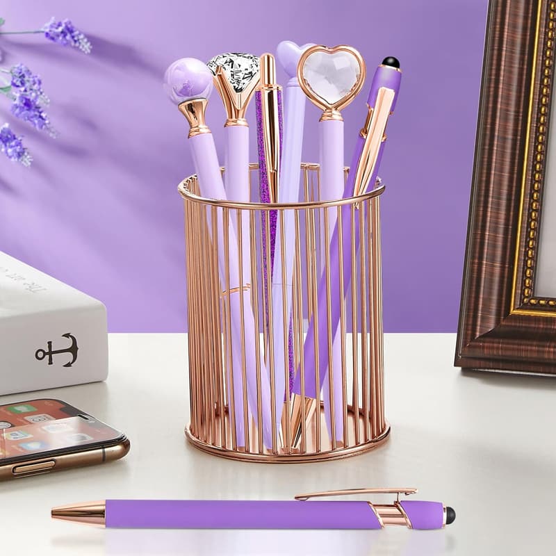 Personalized Purple Ballpoint Pens Set for Women - 6-Pack