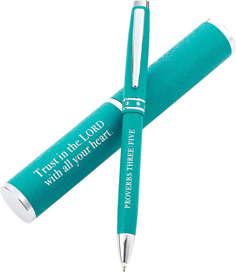 Teal Ballpoint Pen with Gift Case for Women - Proverbs 3:5
