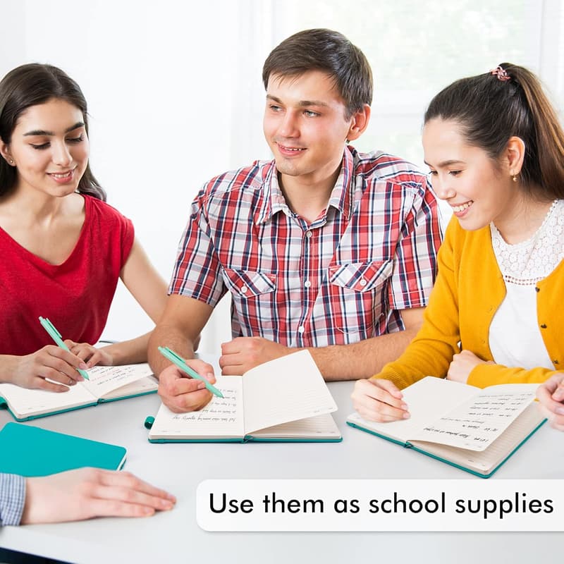 A5 Hardcover Notebook Set with 12 Black Pens for School & Work