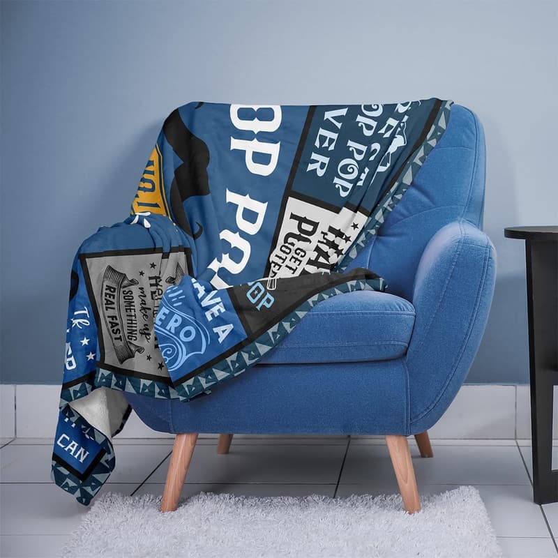 Pop Pop Blanket Gift for Father's Day - 60x50in Grandpa Throw