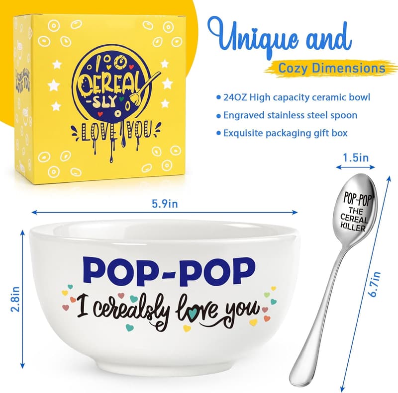 Funny Ceramic Cereal Bowl for Grandpa's Birthday