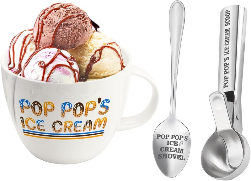 Father's Day Pop Pop Ice Cream Bowl Scoop Set