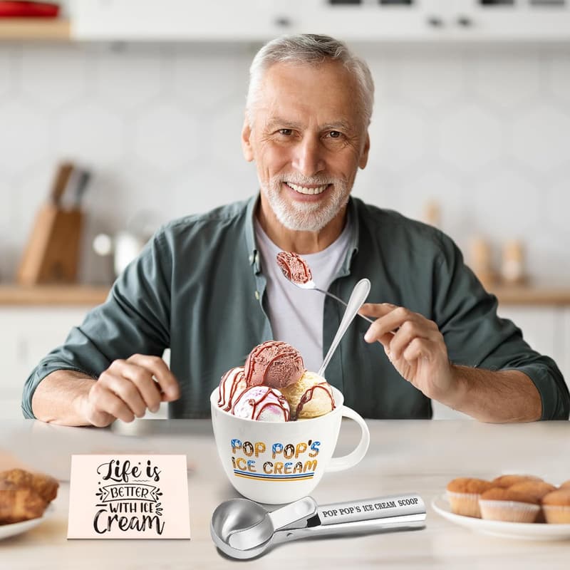 Father's Day Pop Pop Ice Cream Bowl Scoop Set