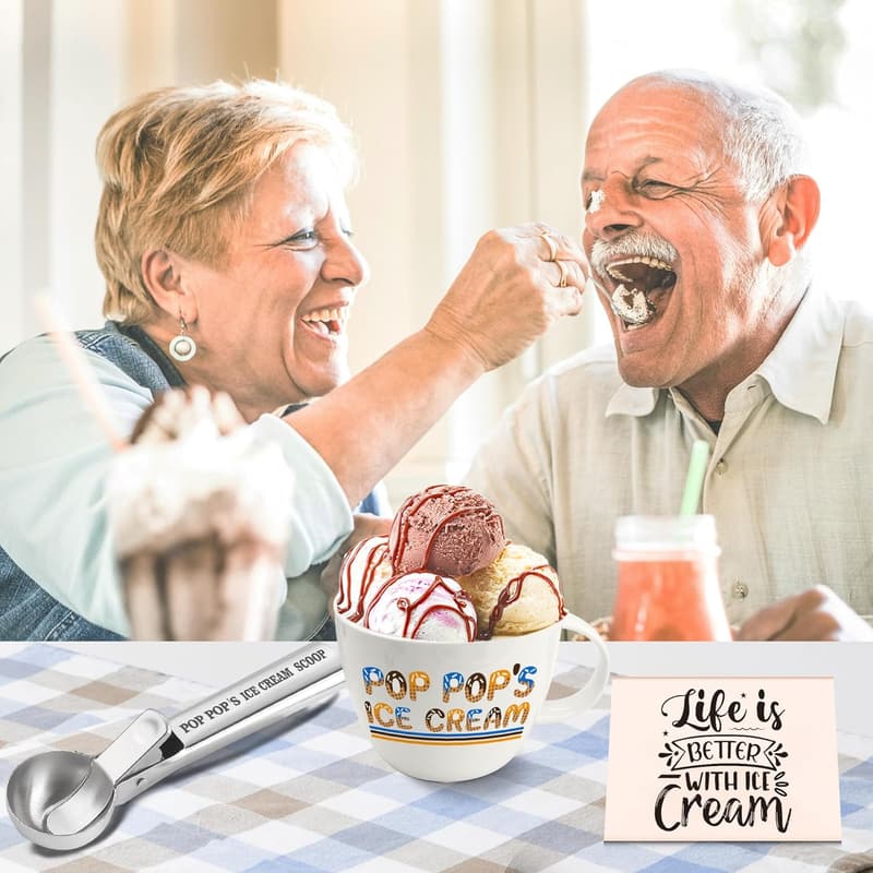Father's Day Pop Pop Ice Cream Bowl Scoop Set