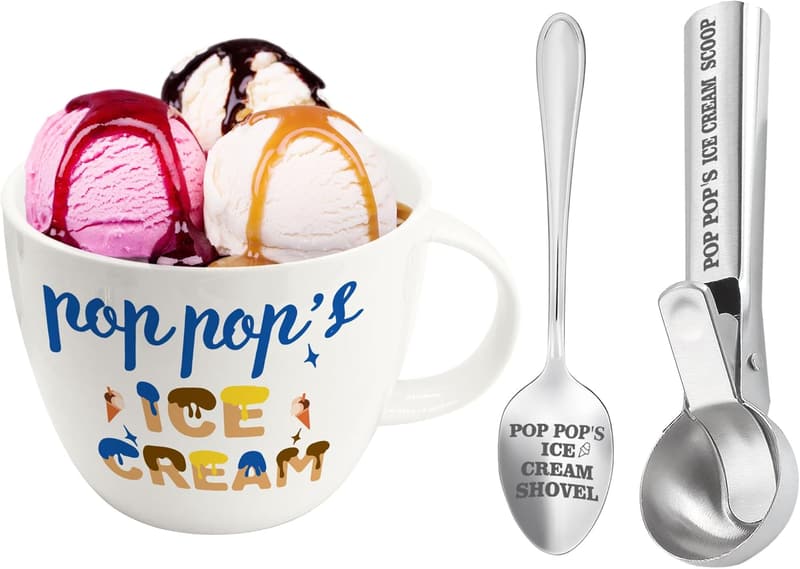 Father's Day Ice Cream Bowl & Scoop Set for Grandpas