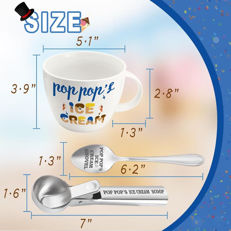 Father's Day Ice Cream Bowl & Scoop Set for Grandpas