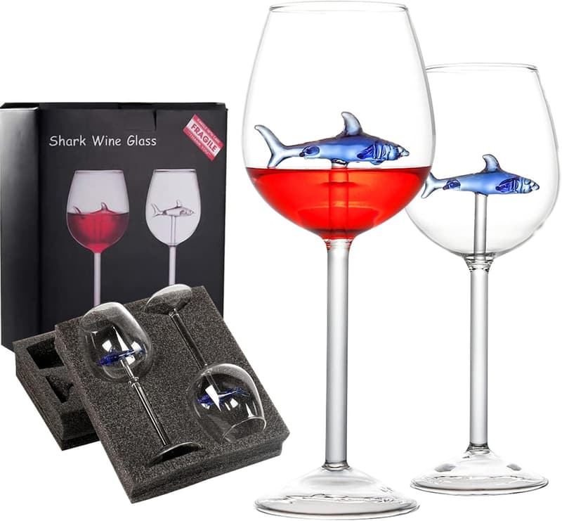 Personalized Shark Wine Glasses Set for Parties and Gifts