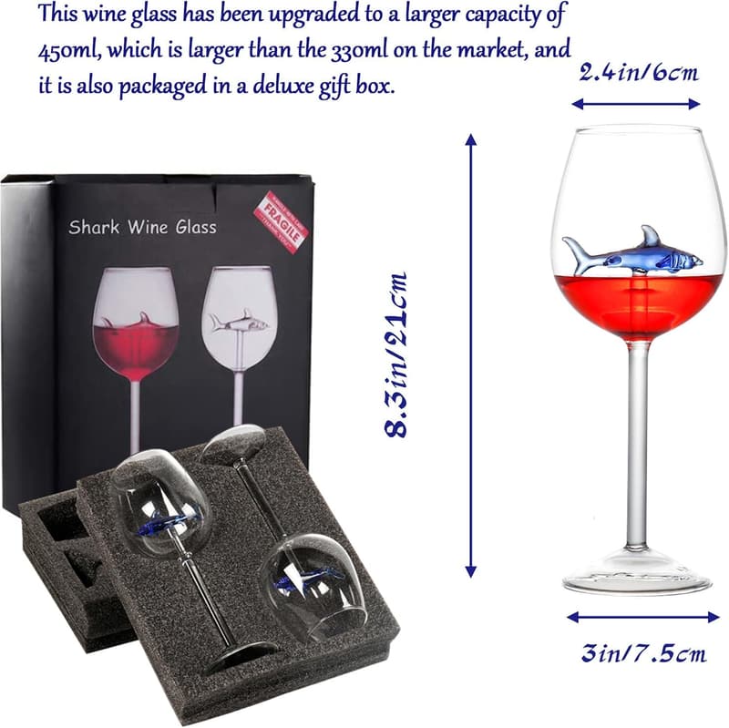 Personalized Shark Wine Glasses Set for Parties and Gifts