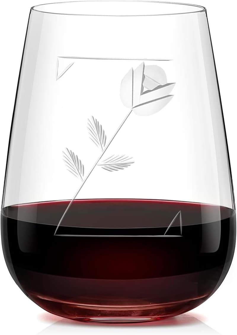 Personalized Initial Engraved Stemless Wine Tumblers - Set of 2