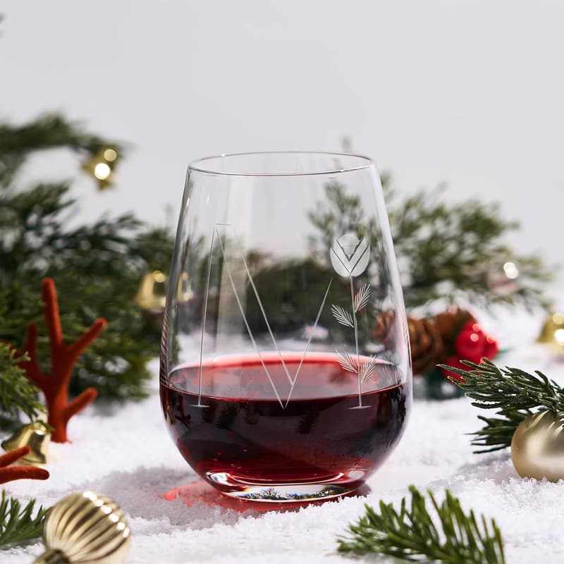 Personalized Hand-Blown Crystal Wine Tumblers for Couples