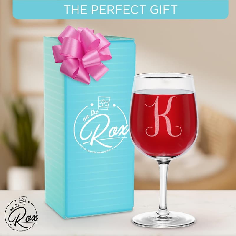 Personalized Monogrammed Wine Glass Set for Women - 12.75 oz