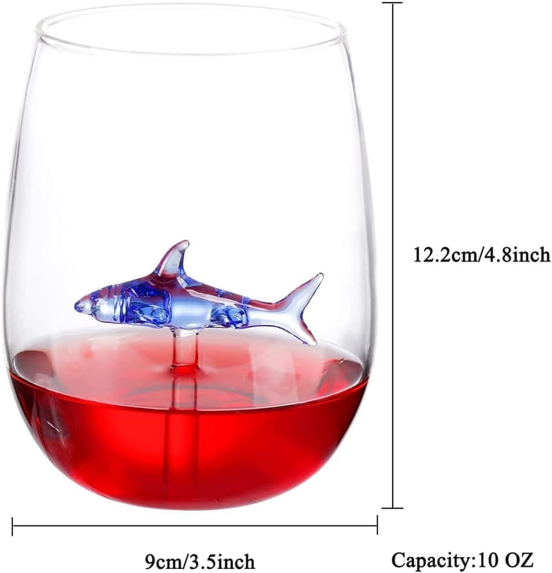 Personalized Shark Stemless Wine Glasses - Set of 2