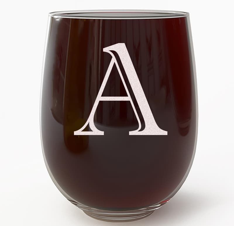 Personalized Monogrammed 17oz Stemless Wine Glass for Her
