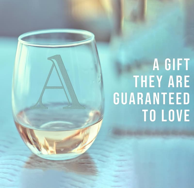 Personalized Monogrammed 17oz Stemless Wine Glass for Her