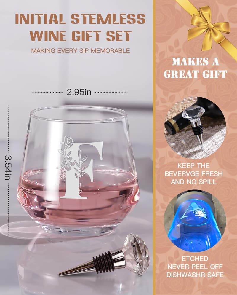 Custom Etched Wine Glass for Women | Personalized Gift for Her