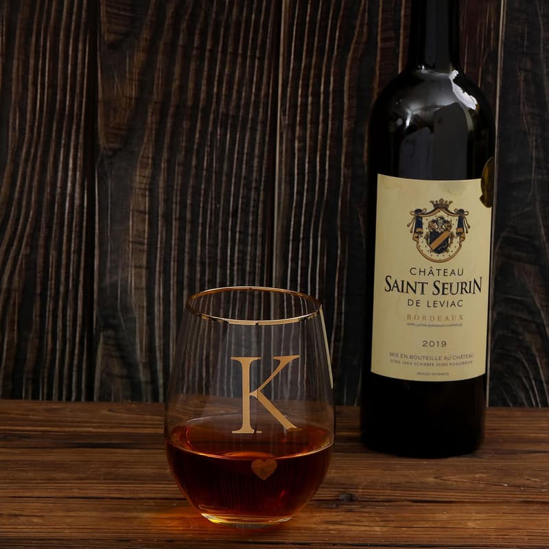Graduation & Wedding Gifts: Monogrammed Stemless Wine Glass (15oz)