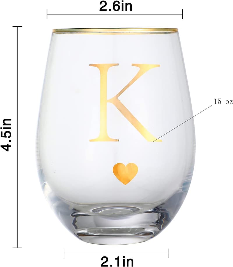 Graduation & Wedding Gifts: Monogrammed Stemless Wine Glass (15oz)