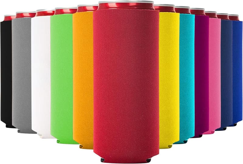 12-Pack Slim Neoprene Can Coolers – Blank Insulators for Drinks