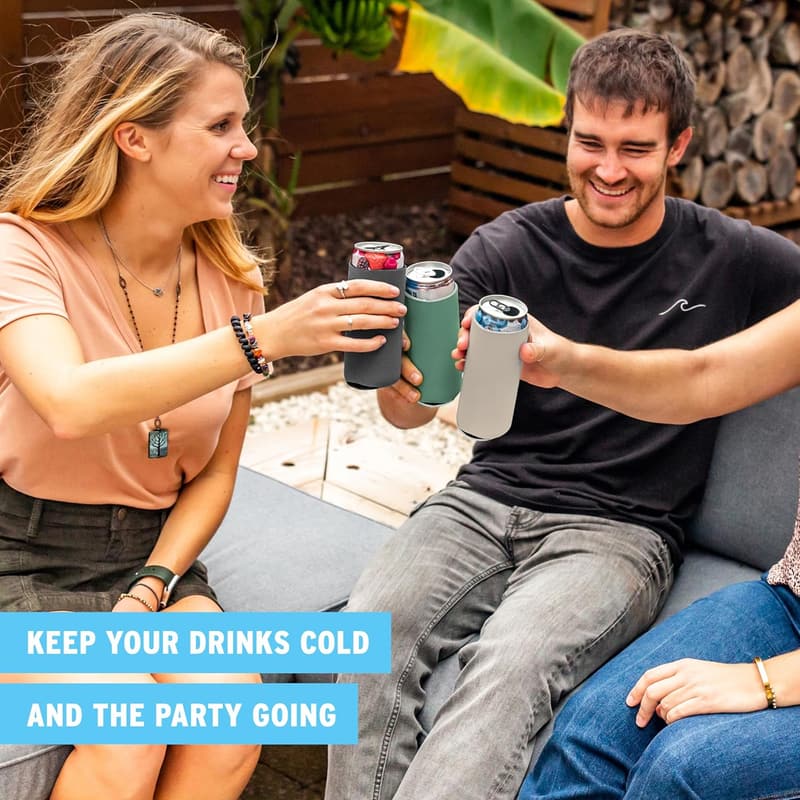 Slim Can Cooler Sleeves (14-Pack) - Insulated for Seltzer & Beer