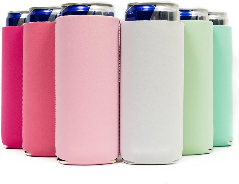 Slim Can Cooler Sleeves - 12 oz Neoprene Thermocoolers (6-Pack)