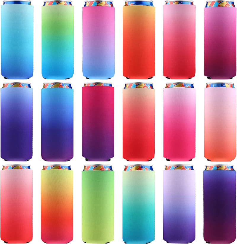 Reusable Neoprene Drink Can Sleeves - 18 Pack (12 oz, Gradient)